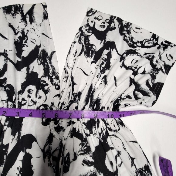 Marilyn Monroe Print Black White V Neck Short Sleeve Long Maxi Dress  Size S/M - Picture 10 of 14
